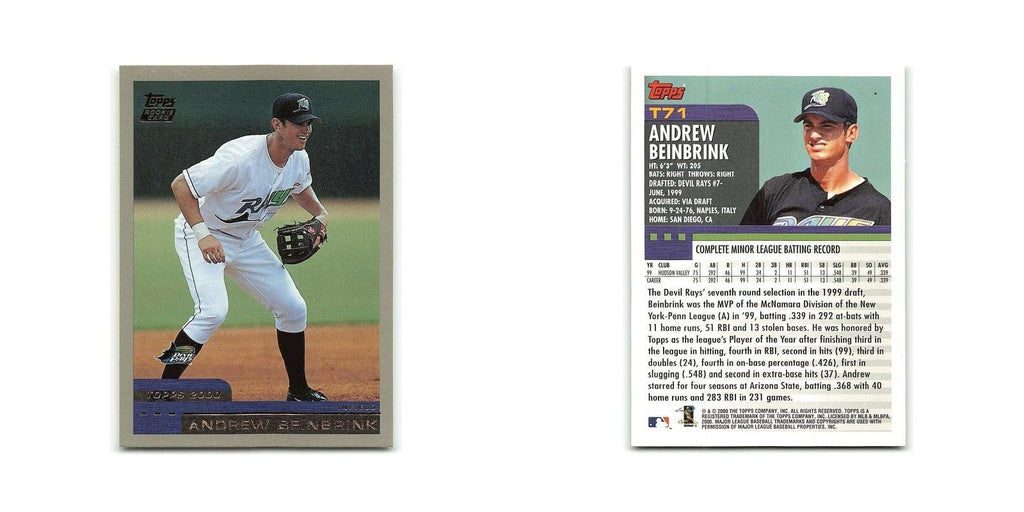 Andrew Beinbrink Rookie 2000 Topps Traded #T71 Tampa Bay Devil Rays NM