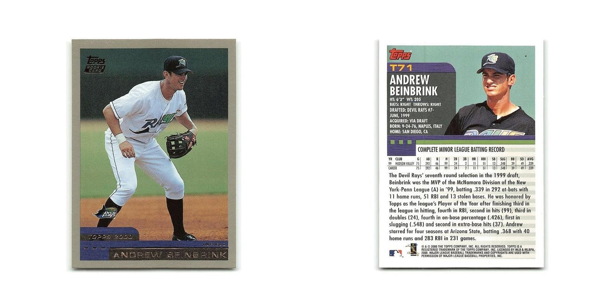 Andrew Beinbrink Rookie 2000 Topps Traded #T71 Tampa Bay Devil Rays NM