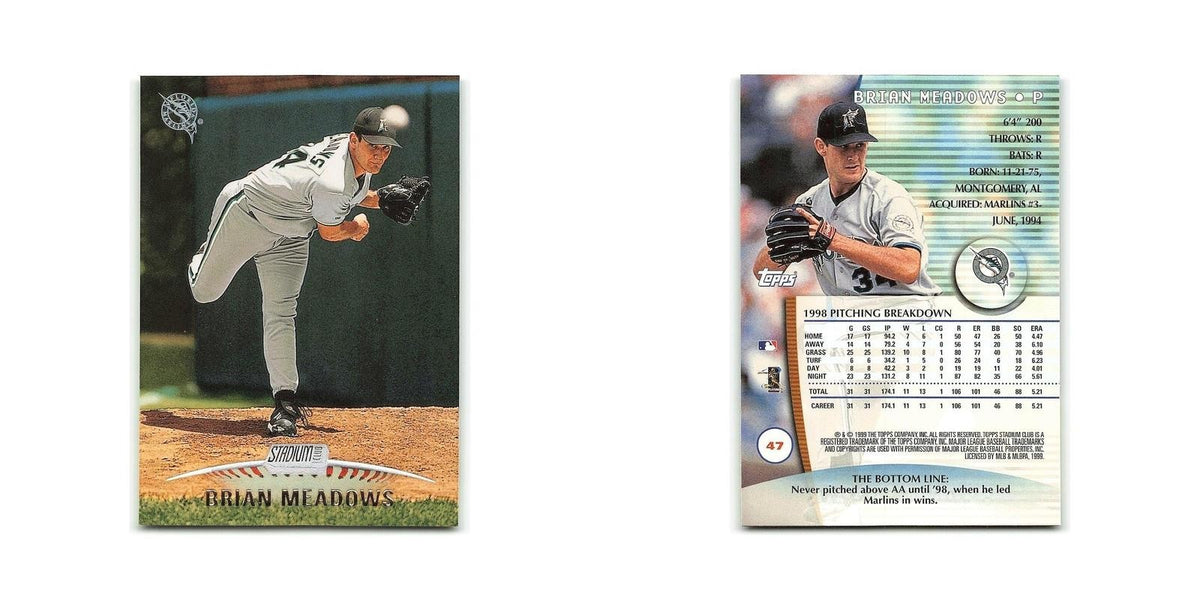 Brian Meadows 1999 Topps Stadium Club #47 Florida Marlins Baseball Card NM
