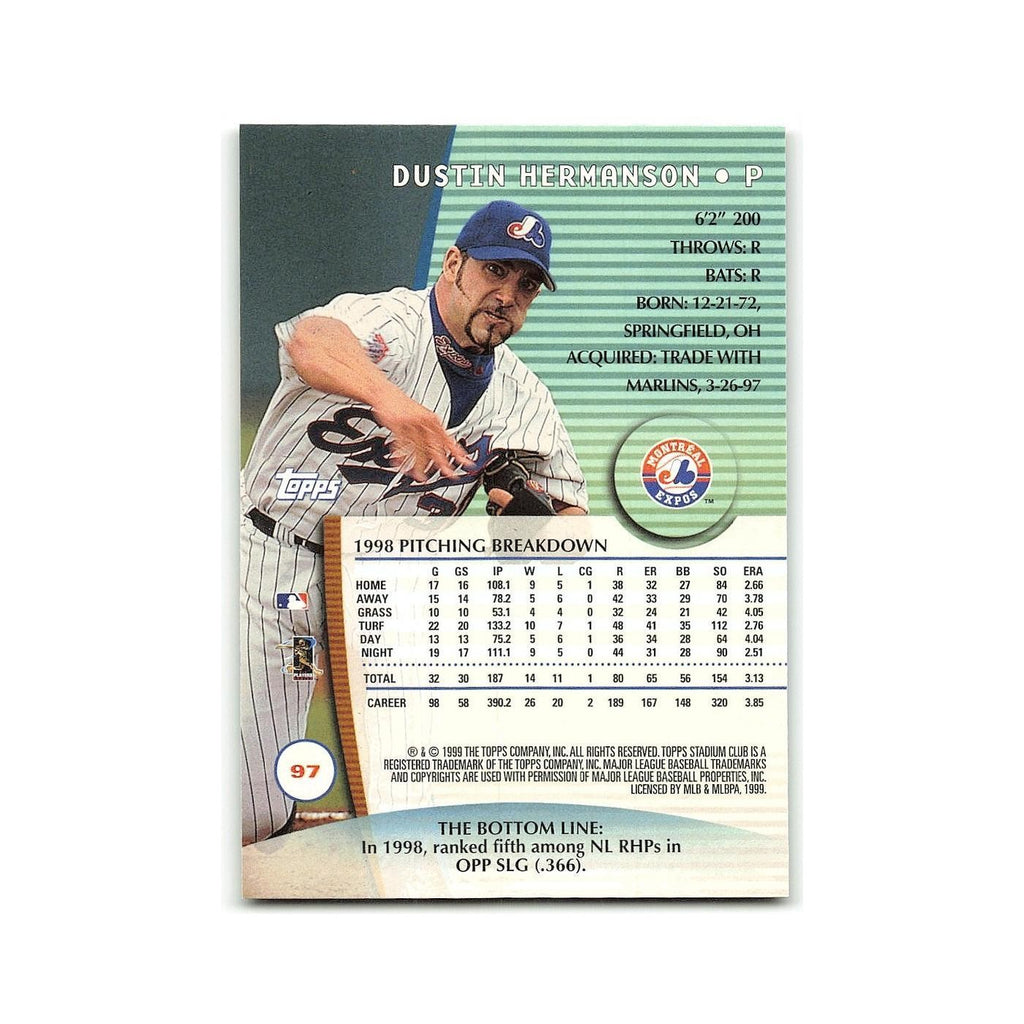 Dustin Hermanson 1999 Topps Stadium Club #97 Montreal Expos Baseball Card NM
