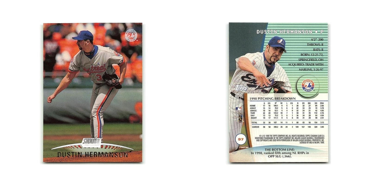 Dustin Hermanson 1999 Topps Stadium Club #97 Montreal Expos Baseball Card NM