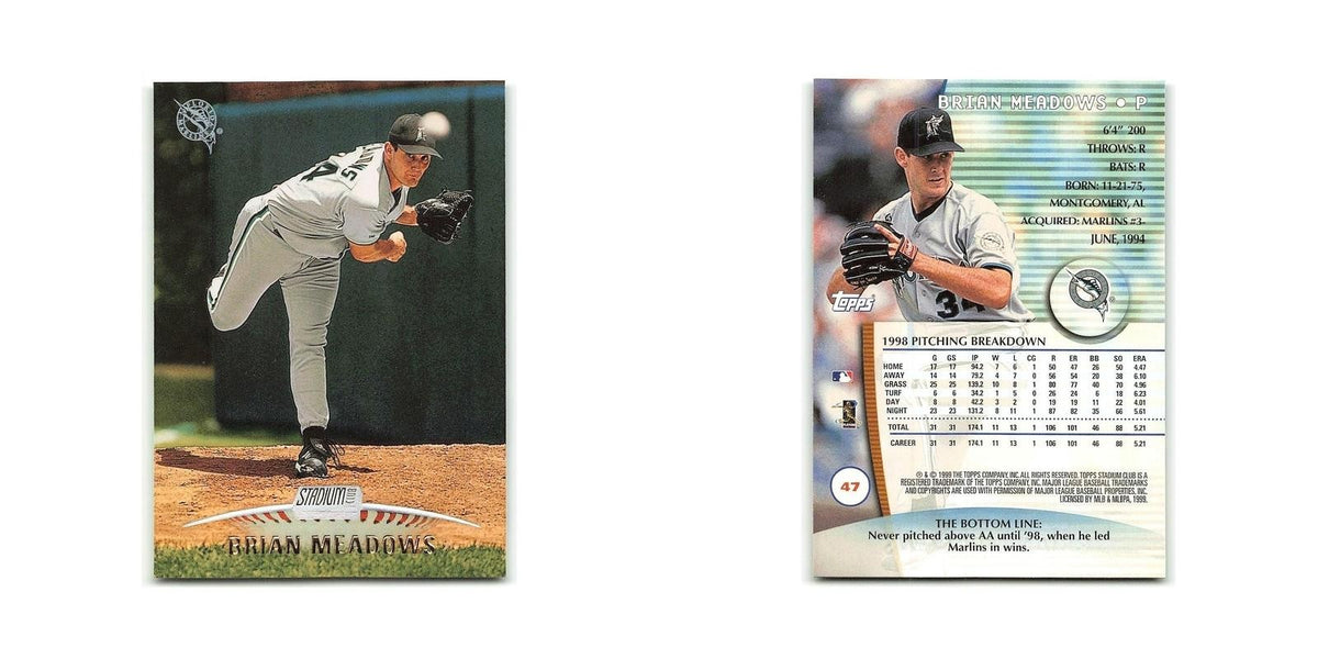 Brian Meadows 1999 Topps Stadium Club #47 Florida Marlins Baseball Card NM