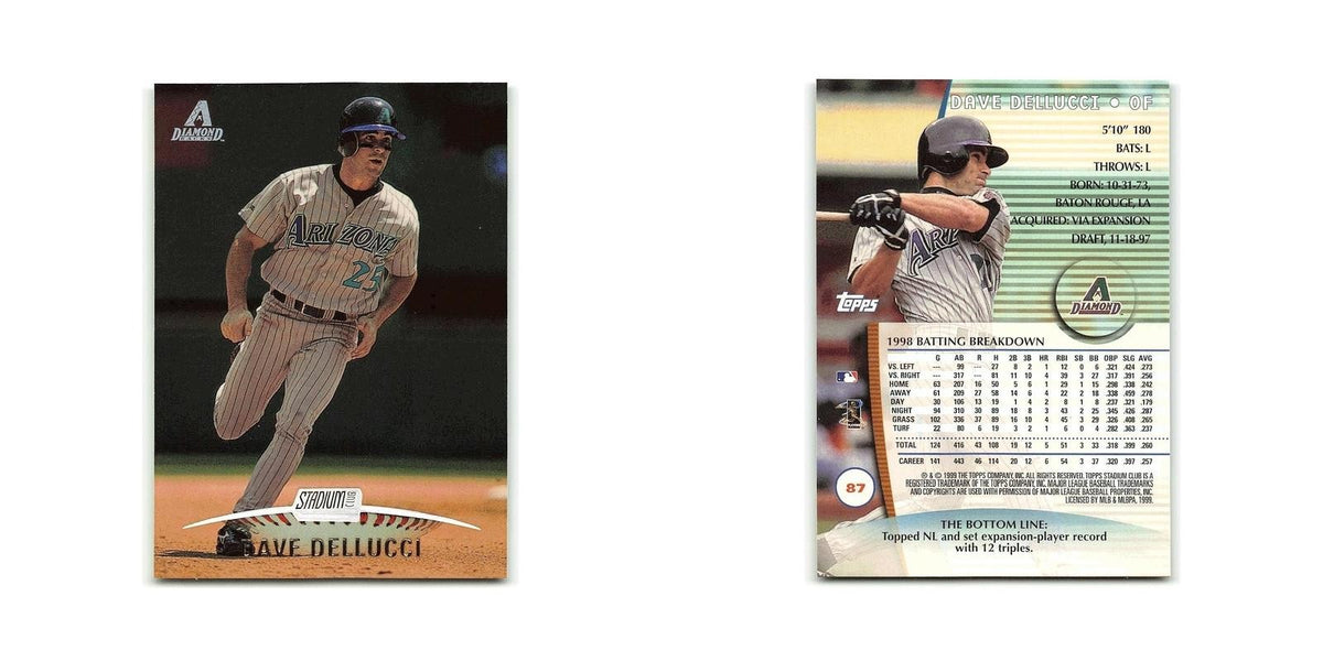 David Dellucci 1999 Topps Stadium Club #87 Arizona Diamondbacks Baseball Card NM