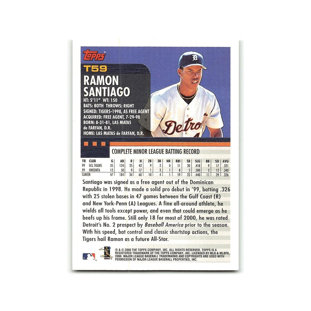 Ramon Santiago Rookie 2000 Topps Traded #T59 Detroit Tigers Baseball Card NM