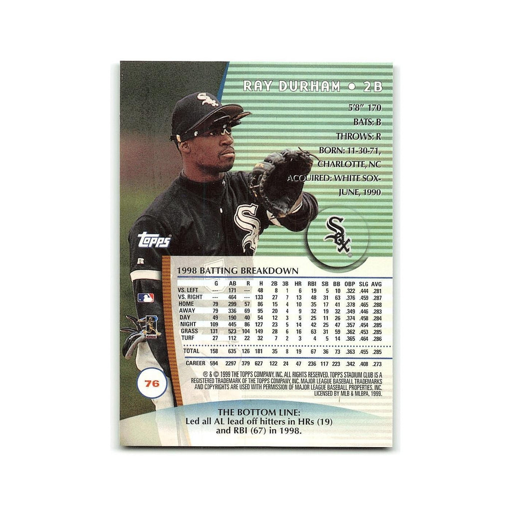 Ray Durham 1999 Topps Stadium Club #76 Chicago White Sox Baseball Card NM