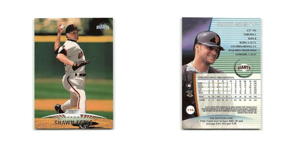 Shawn Estes 1999 Topps Stadium Club #116 San Francisco Giants Baseball Card NM