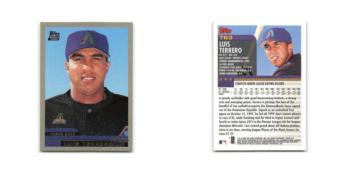 Luis Terrero Rookie 2000 Topps Traded #T63 Arizona Diamondbacks Baseball Card NM