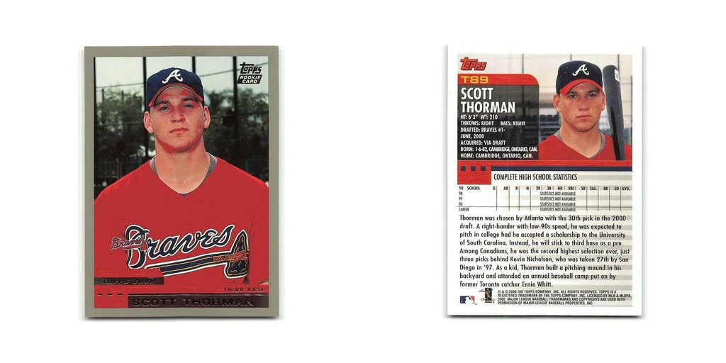 Scott Thorman Rookie 2000 Topps Traded #T89 Atlanta Braves Baseball Card NM