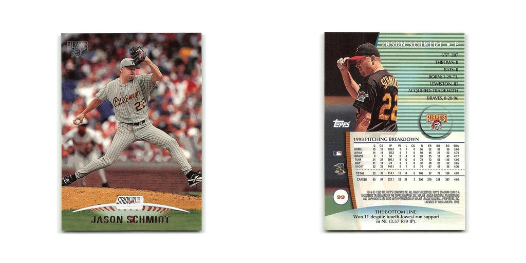 Jason Schmidt 1999 Topps Stadium Club #99 Pittsburgh Pirates Baseball Card NM