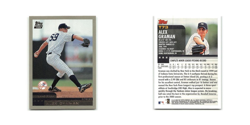Alex Graman Rookie 2000 Topps Traded #T73 New York Yankees Baseball Card NM
