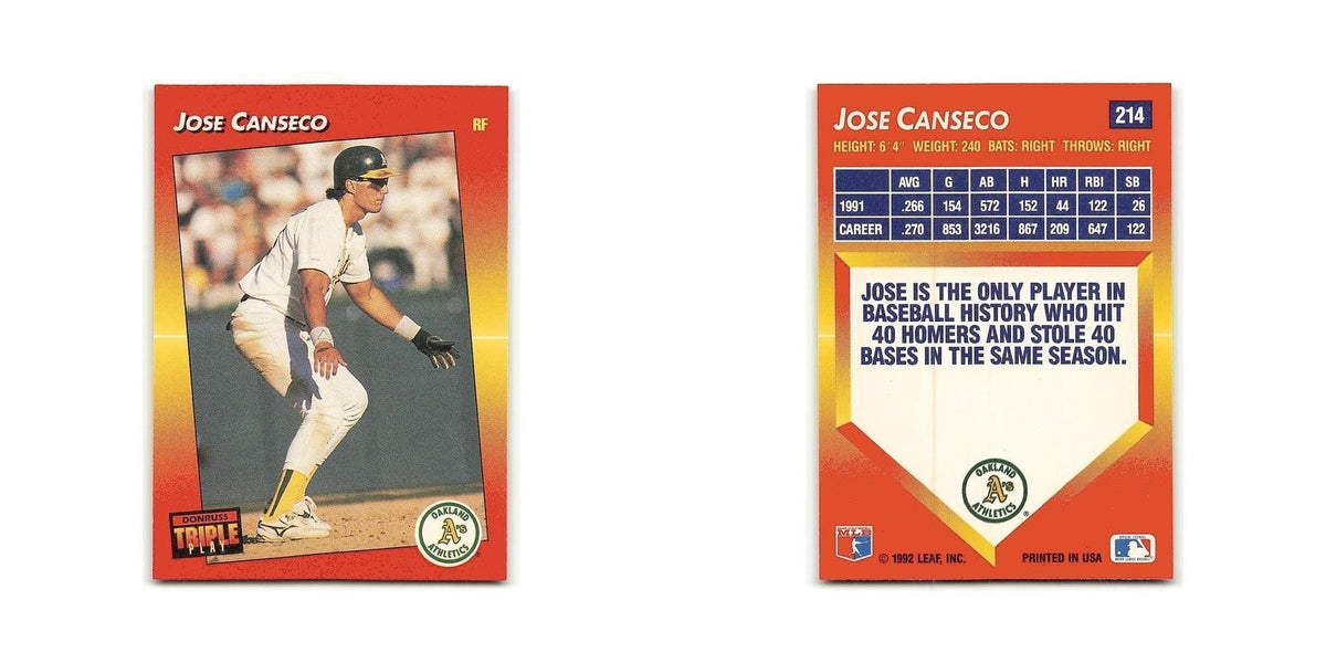 Jose Canseco 1992 Triple Play #214 Oakland Athletics Baseball Card NM