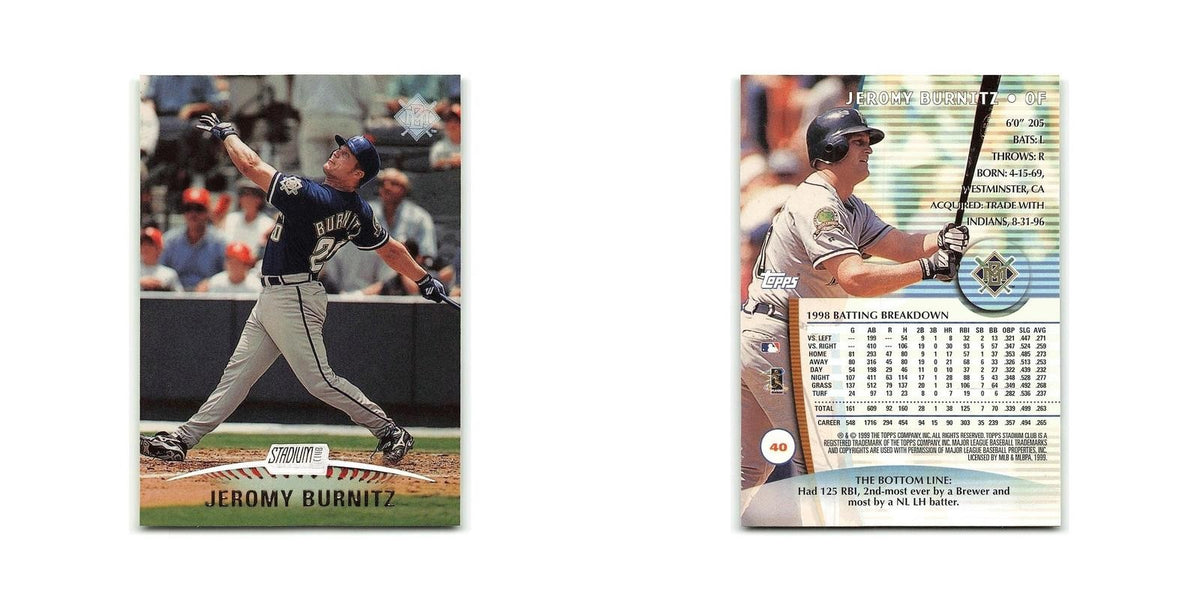 Jeromy Burnitz 1999 Topps Stadium Club #40 Milwaukee Brewers Baseball Card NM