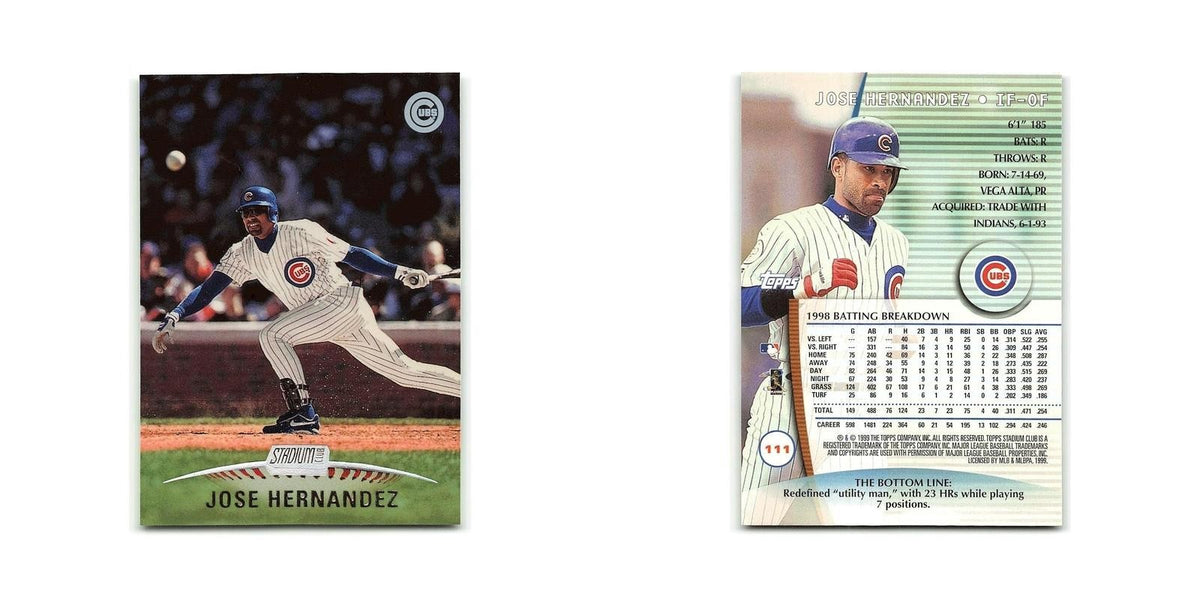 Jose Hernandez 1999 Topps Stadium Club #111 Chicago Cubs Baseball Card NM