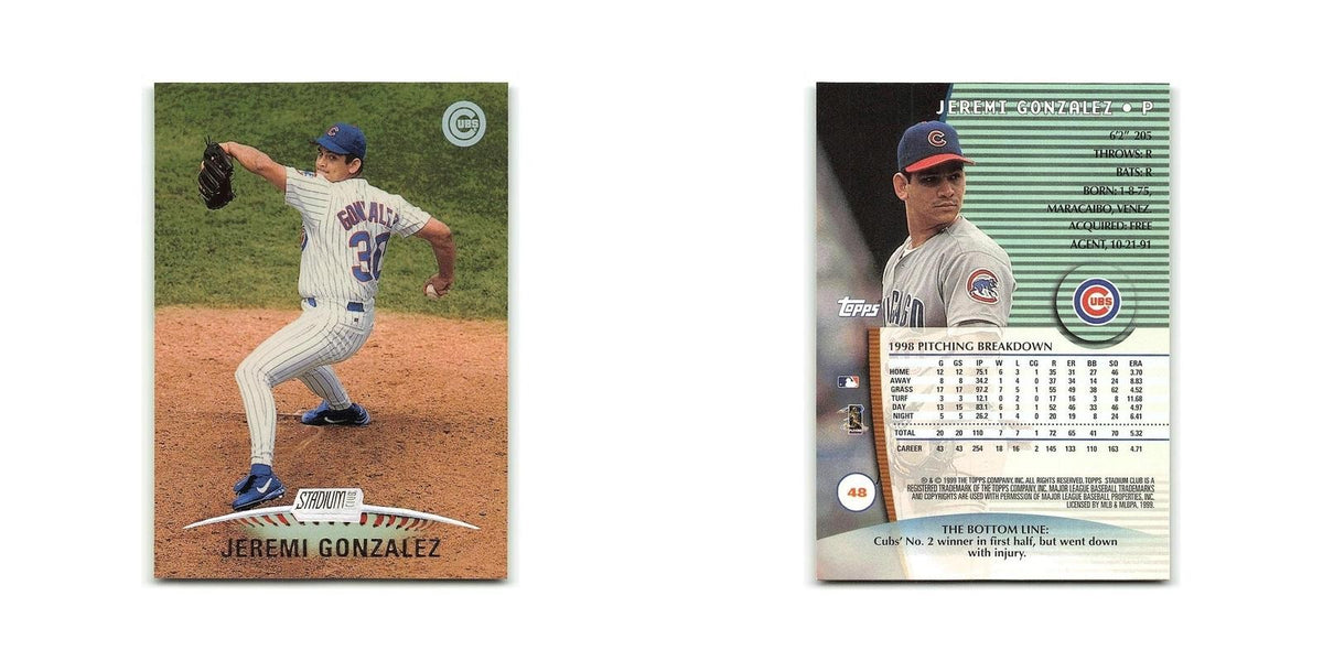 Jeremi Gonzalez 1999 Topps Stadium Club #48 Chicago Cubs Baseball Card NM