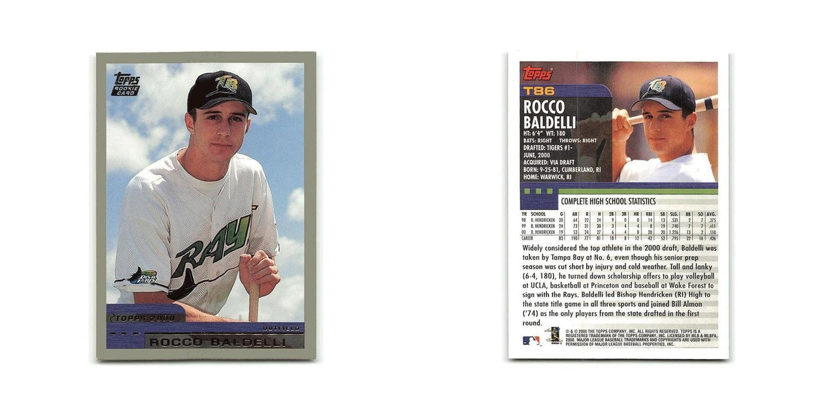 Rocco Baldelli Rookie 2000 Topps Traded #T86 Tampa Bay Devil Rays NM
