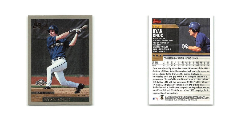 Ryan Knox Rookie 2000 Topps Traded #T72 Milwaukee Brewers Baseball Card NM