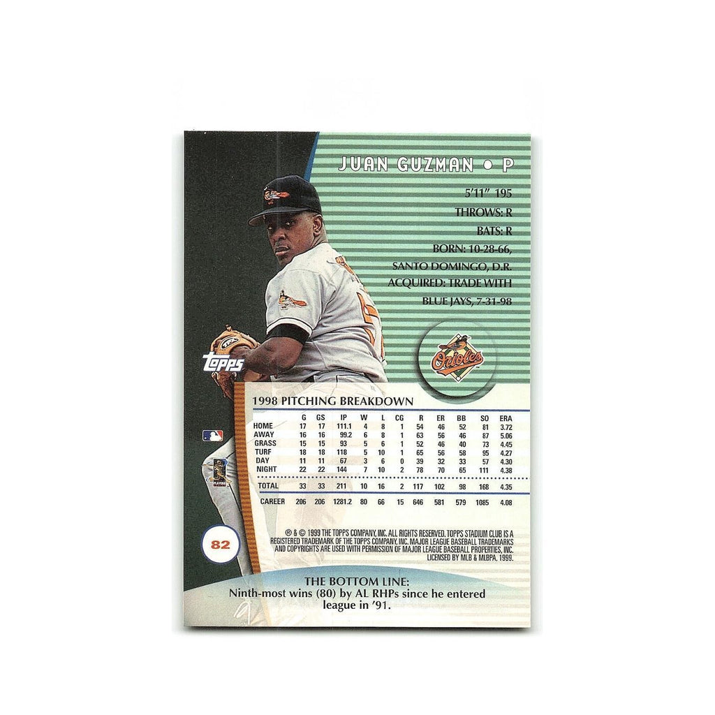 Juan Guzman 1999 Topps Stadium Club #82 Baltimore Orioles Baseball Card NM