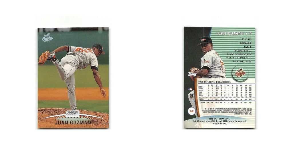 Juan Guzman 1999 Topps Stadium Club #82 Baltimore Orioles Baseball Card NM
