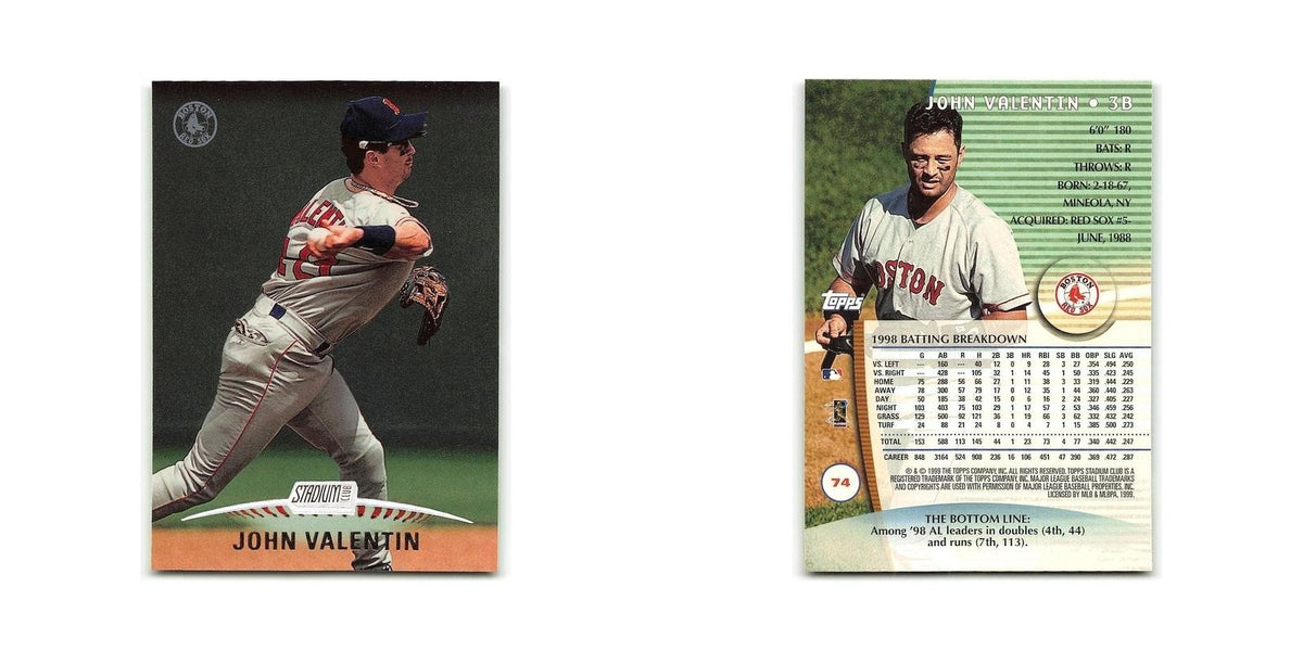 John Valentin 1999 Topps Stadium Club #74 Boston Red Sox Baseball Card NM