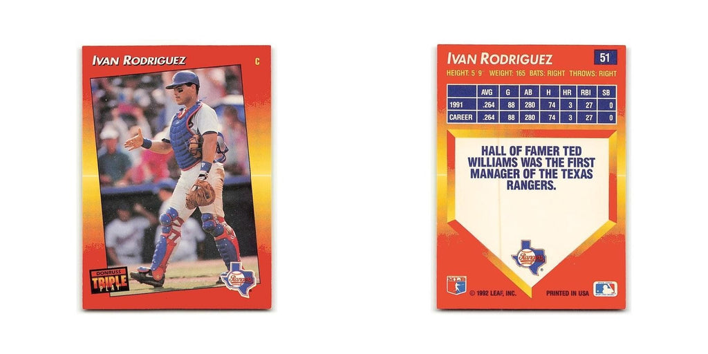 Ivan Rodriguez 1992 Triple Play #51 Texas Rangers Baseball Card NM