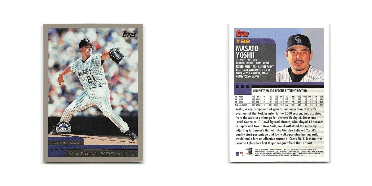 Masato Yoshii 2000 Topps Traded #T92 Colorado Rockies Baseball Card NM