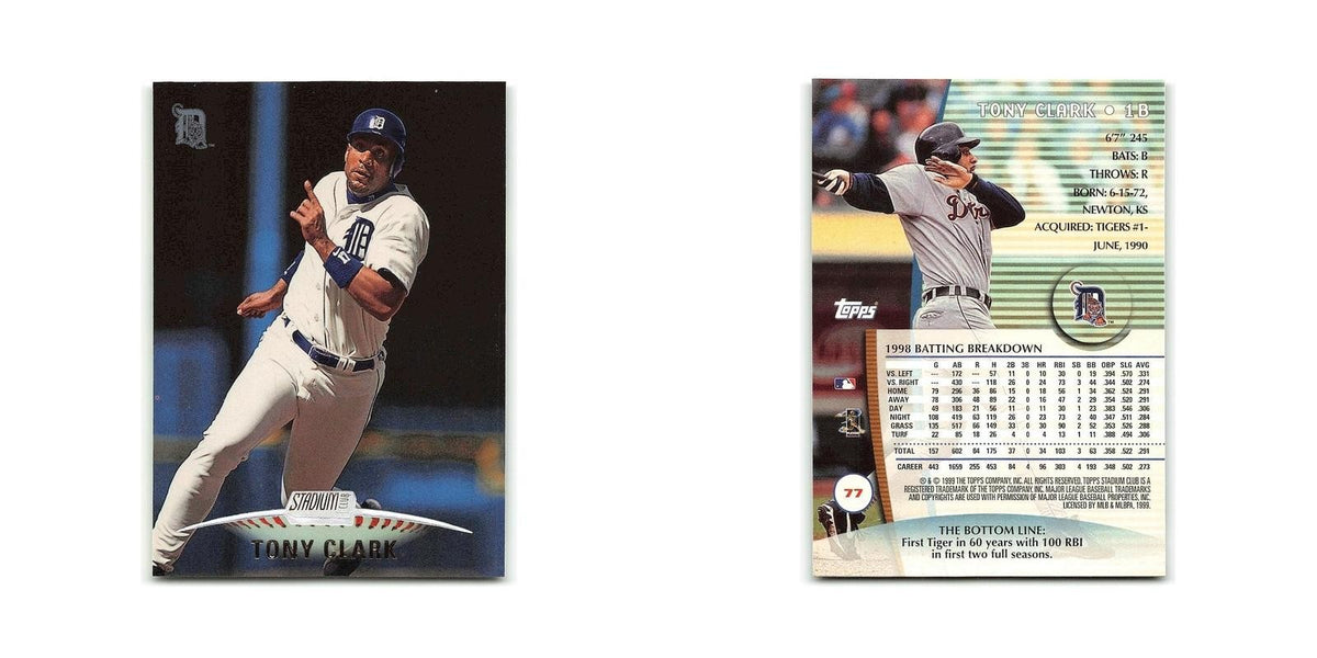 Tony Clark 1999 Topps Stadium Club #6 Detroit Tigers Baseball Card NM