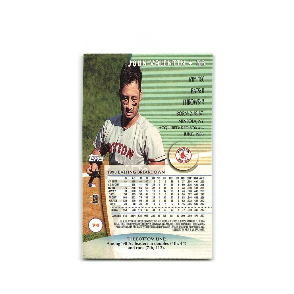 John Valentin 1999 Topps Stadium Club #74 Boston Red Sox Baseball Card NM