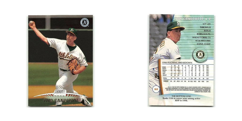 Tom Candiotti 1999 Topps Stadium Club #52 Oakland Athletics Baseball Card NM