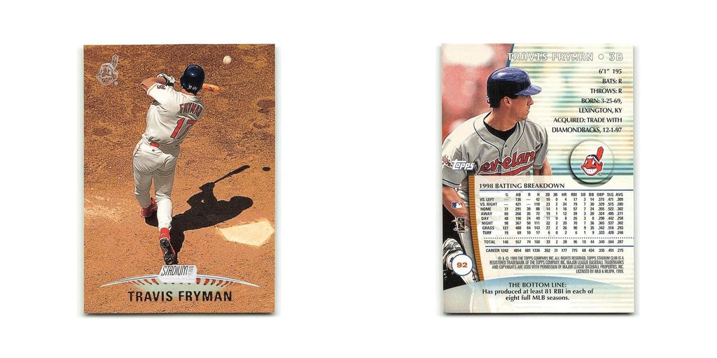 Travis Fryman 1999 Topps Stadium Club #92 Cleveland Indians Baseball Card NM