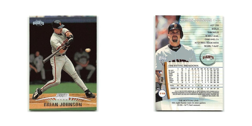 Brian Johnson 1999 Topps Stadium Club #119 San Francisco Giants Baseball Card NM