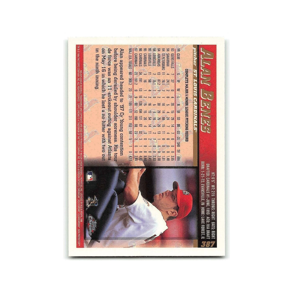 Alan Benes 1998 Topps Chrome #387 St. Louis Cardinals Baseball Card NM