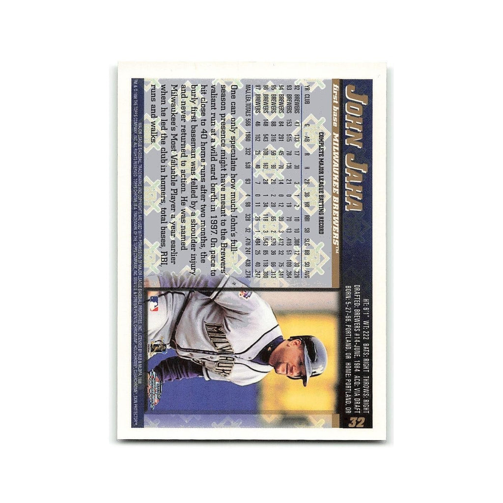 John Jaha 1998 Topps Chrome #32 Milwaukee Brewers Baseball Card NM