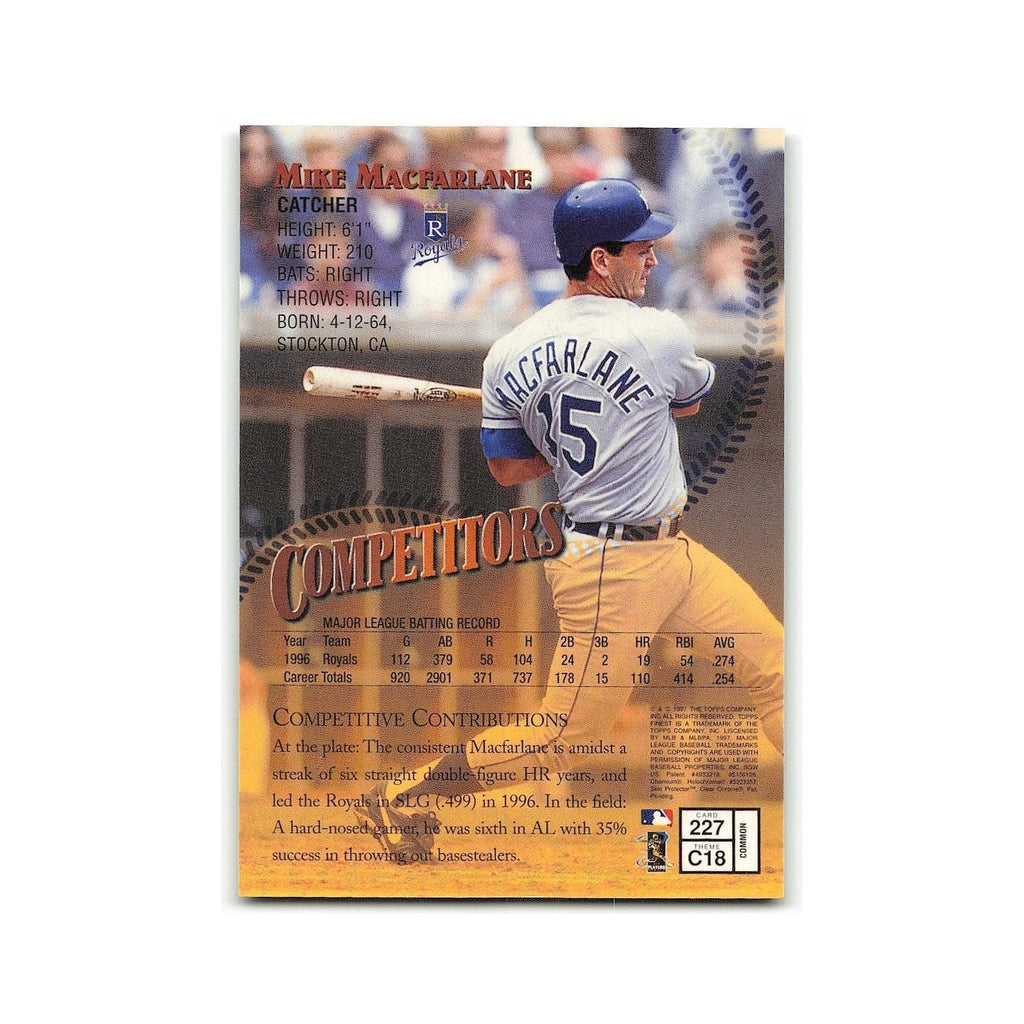 Mike Macfarlane 1997 Topps Finest w Coating #227 Kansas City Royals NM