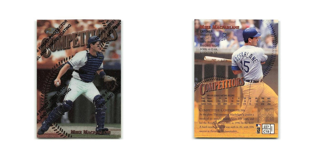 Mike Macfarlane 1997 Topps Finest w Coating #227 Kansas City Royals NM