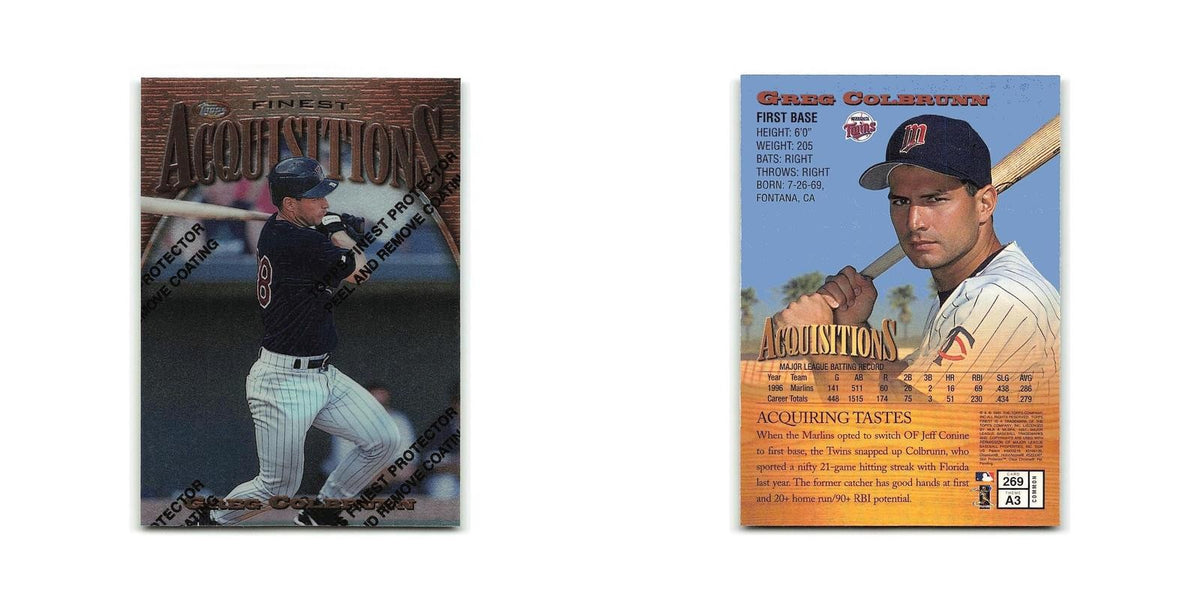 Greg Colbrunn 1997 Topps Finest w Coating #269 Minnesota Twins Baseball Card NM