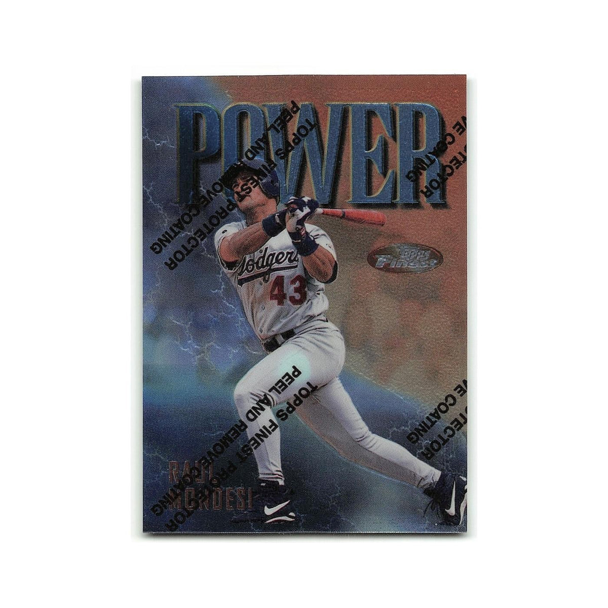 Raul Mondesi 1997 Topps Finest w Coating #13 Los Angeles Dodgers NM