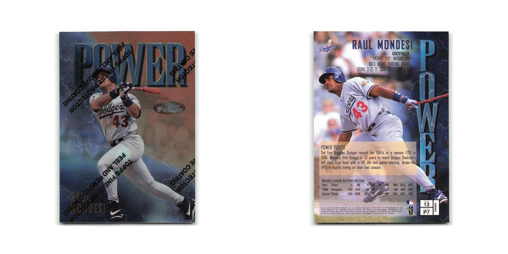 Raul Mondesi 1997 Topps Finest w Coating #13 Los Angeles Dodgers NM