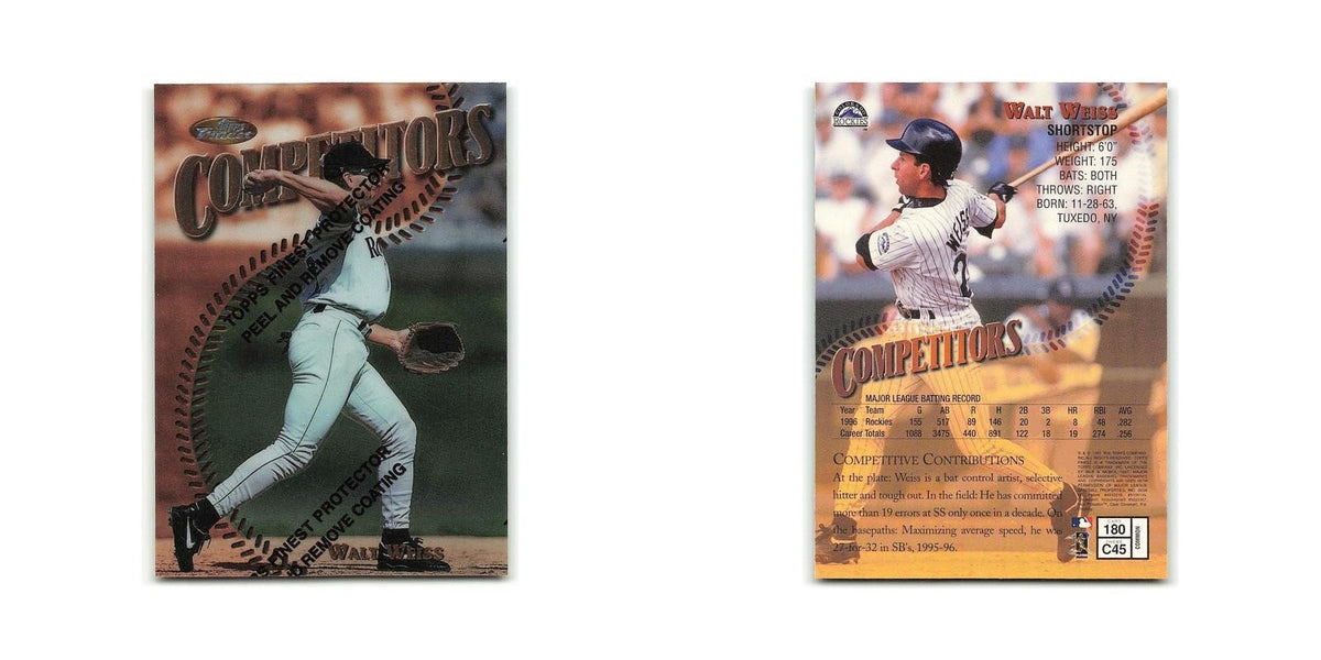 Walt Weiss 1997 Topps Finest w Coating #180 Colorado Rockies Baseball Card NM