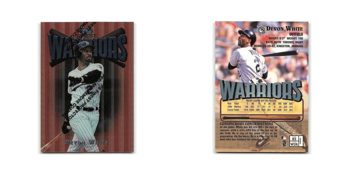 Devon White 1997 Topps Finest w Coating #83 Toronto Blue Jays Baseball Card NM