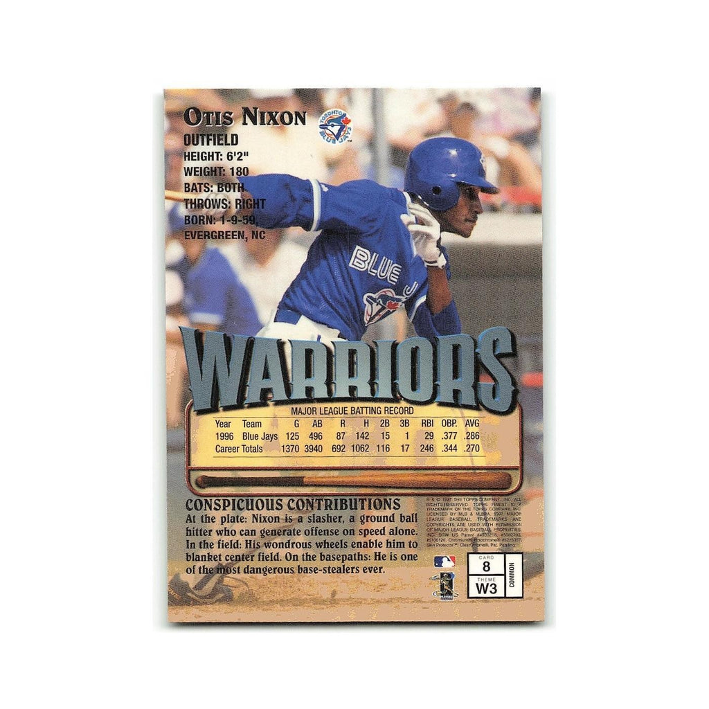 Otis Nixon 1997 Topps Finest w Coating #8 Toronto Blue Jays Baseball Card NM