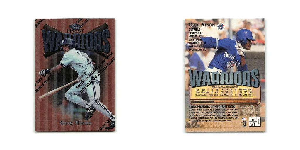 Otis Nixon 1997 Topps Finest w Coating #8 Toronto Blue Jays Baseball Card NM