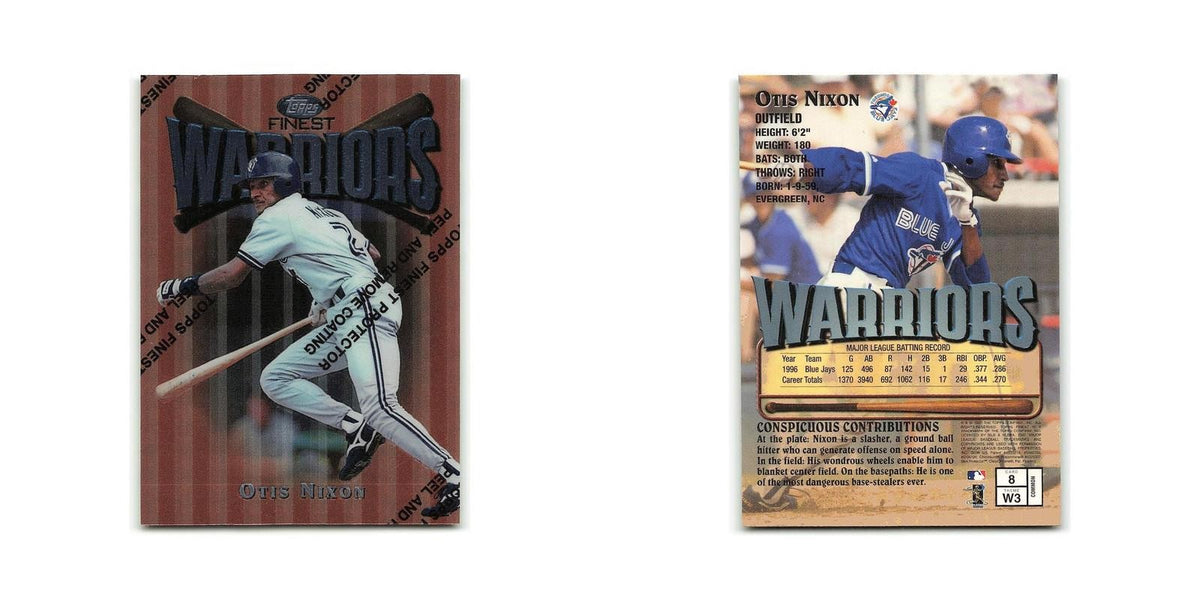Otis Nixon 1997 Topps Finest w Coating #8 Toronto Blue Jays Baseball Card NM