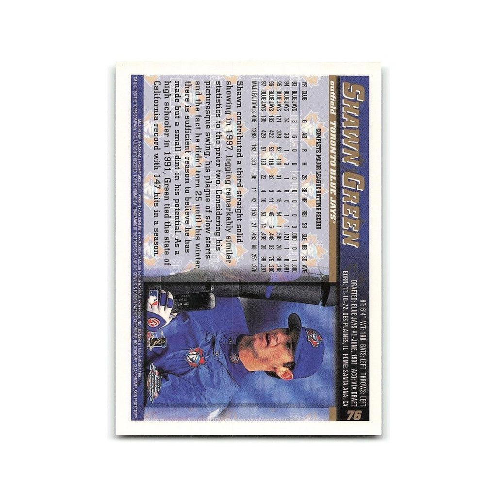 Shawn Green 1998 Topps Chrome #76 Toronto Blue Jays Baseball Card NM