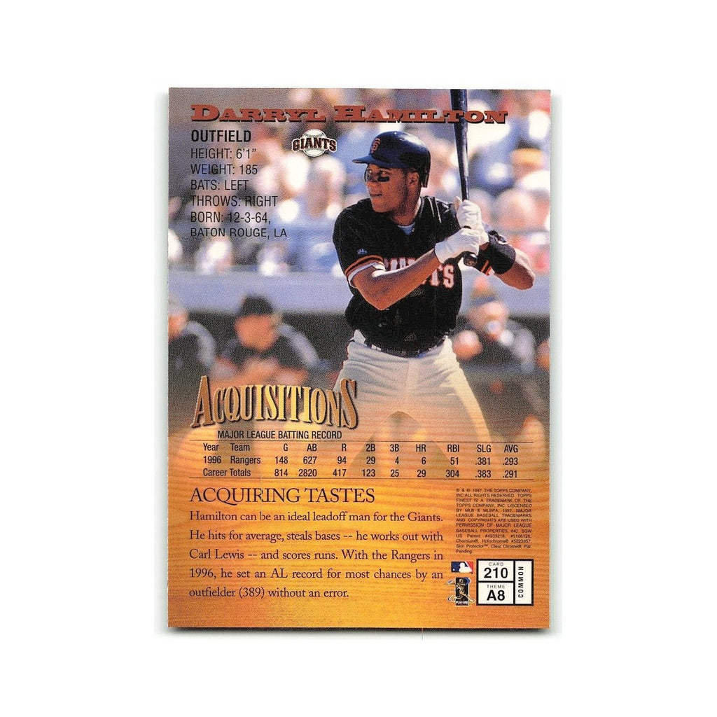 Darryl Hamilton 1997 Topps Finest w Coating #210 Milwaukee Brewers NM