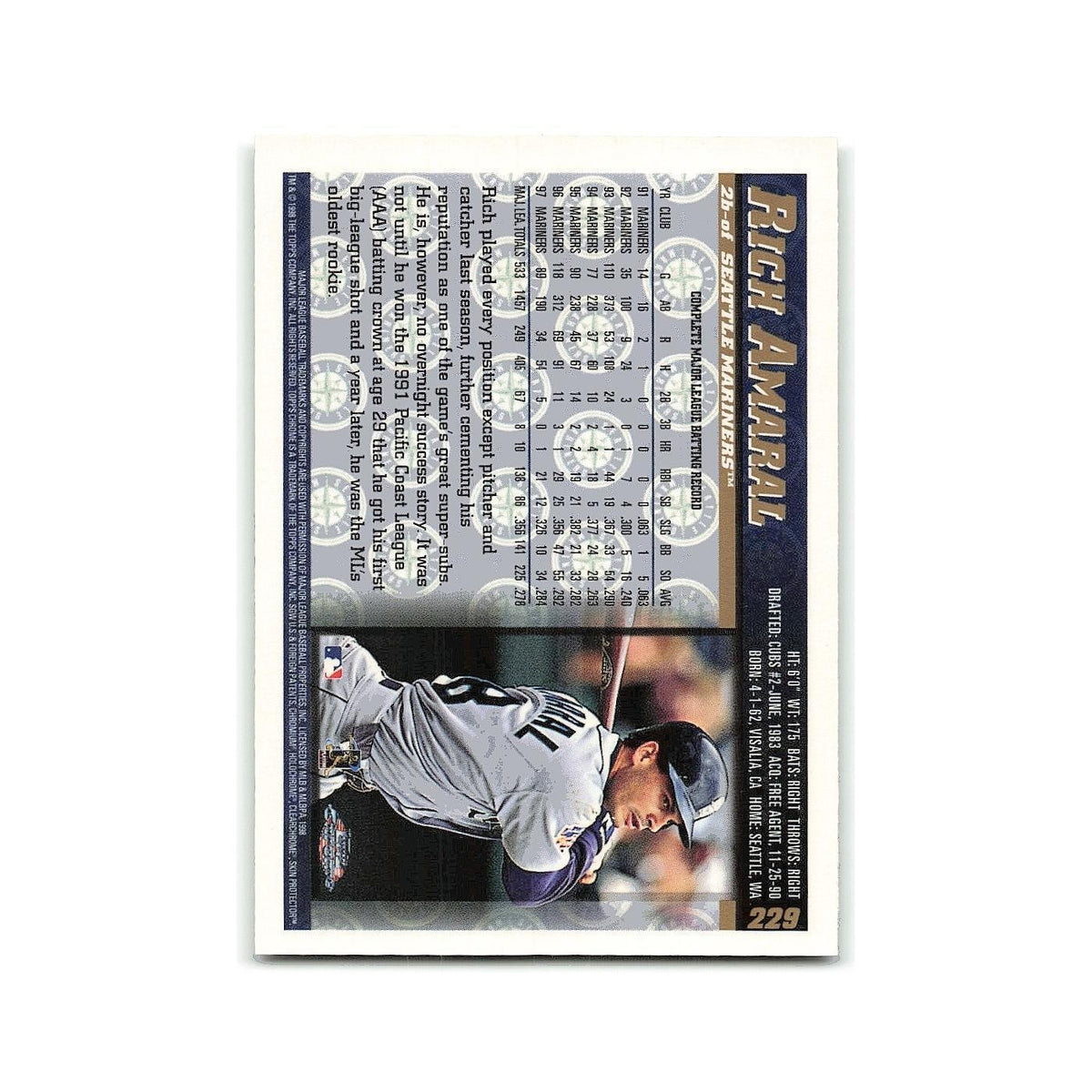 Rich Amaral 1998 Topps Chrome #229 Seattle Mariners Baseball Card NM