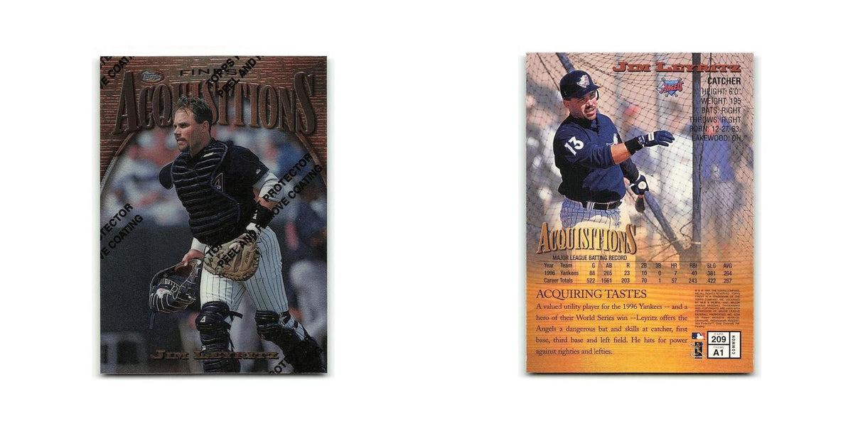 Jim Leyritz 1997 Topps Finest w Coating #209 Boston Red Sox Baseball Card NM
