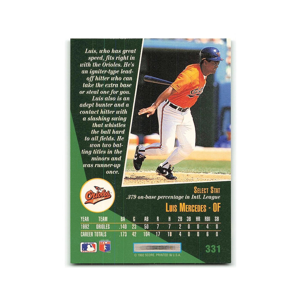 Luis Mercedes Rookie 1993 Select #331 Baltimore Orioles Baseball Card NM