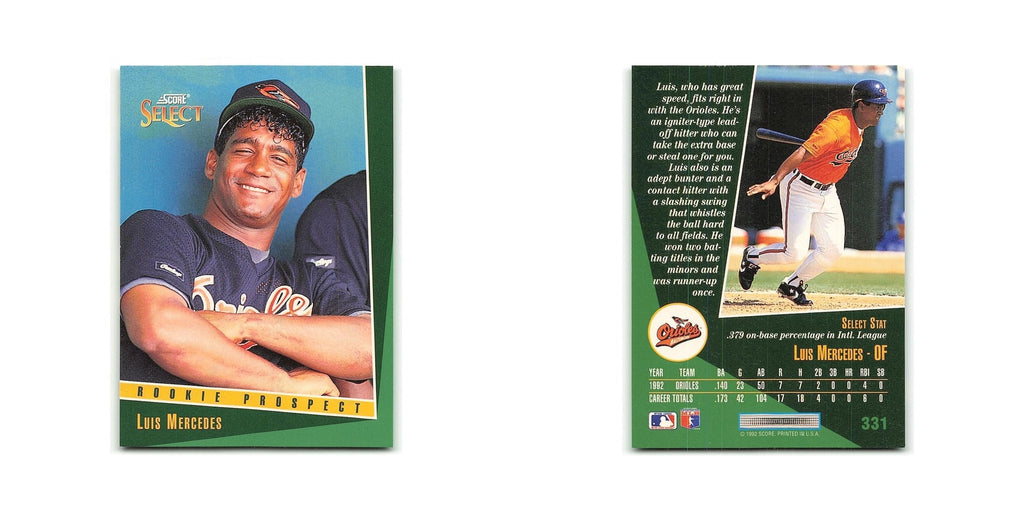 Luis Mercedes Rookie 1993 Select #331 Baltimore Orioles Baseball Card NM
