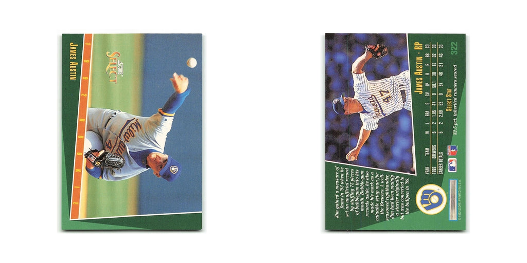 James Austin Rookie 1993 Select #322 Milwaukee Brewers Baseball Card NM