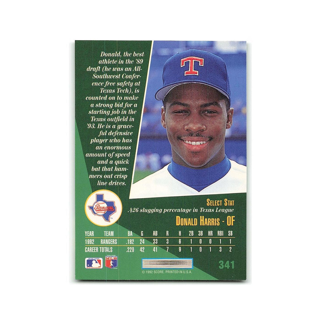 Donald Harris Rookie 1993 Select #341 Texas Rangers Baseball Card NM